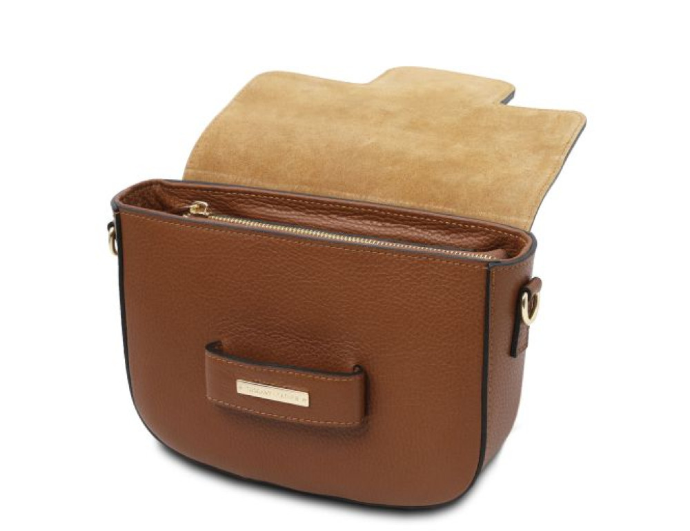 Чорна брендова жіноча сумочка через плече Tuscany TL Bag TL142249 COGNAC - Фотографія № 4