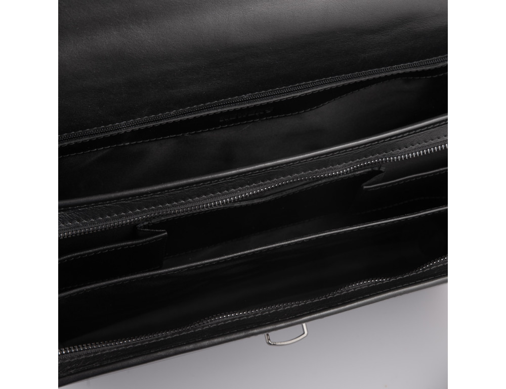 Чорний шкіряний класичний портфель Newery N1104GA - Фотографія № 5