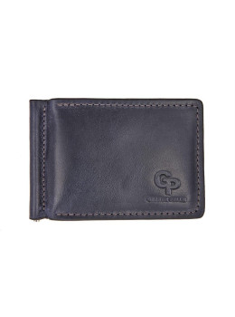 Кожаный зажим для денег тёмно-синего цвета Grande Pelle 105670
