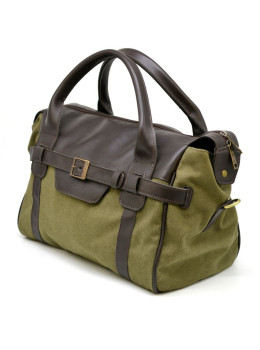 Комбинированная дорожная сумка с кожи и ткани TARWA GH-7079-3md