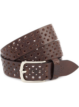 Коричневый ремень джинсовый из толстой кожи Grande Pelle 411012308