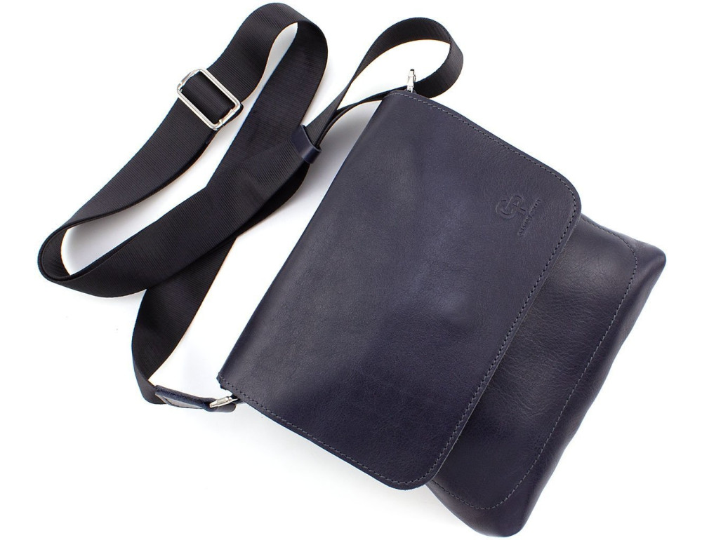Стильна сумка середнього розміру Grande Pelle 754670 Navy Blue - Фотографія № 4