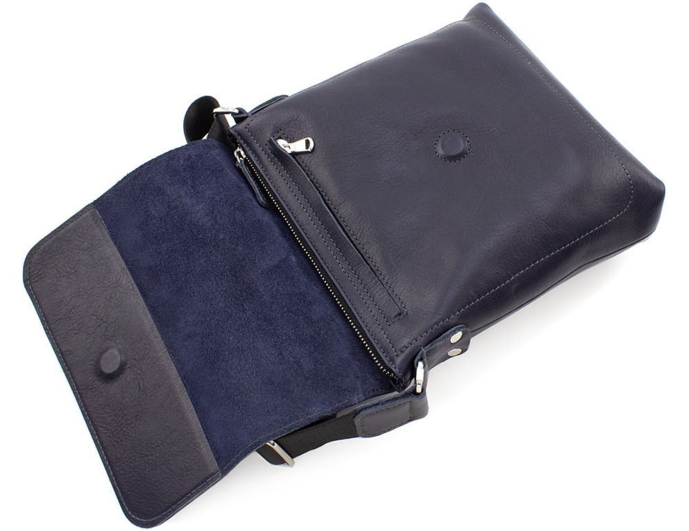 Стильна сумка середнього розміру Grande Pelle 754670 Navy Blue - Фотографія № 6