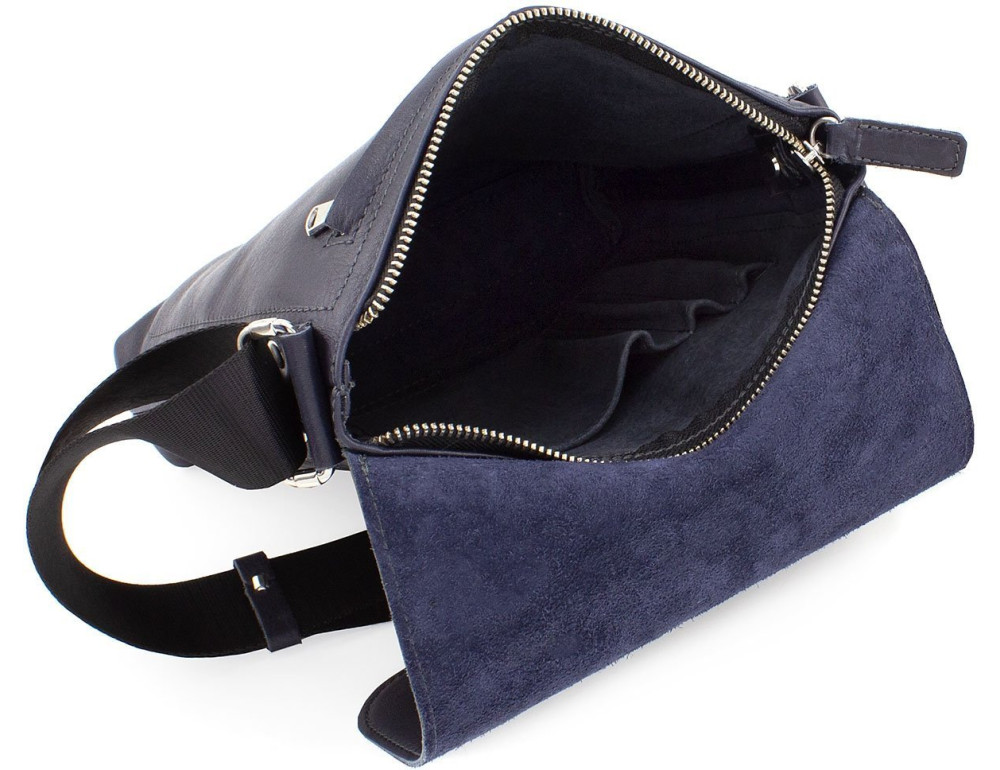 Стильна сумка середнього розміру Grande Pelle 754670 Navy Blue - Фотографія № 7