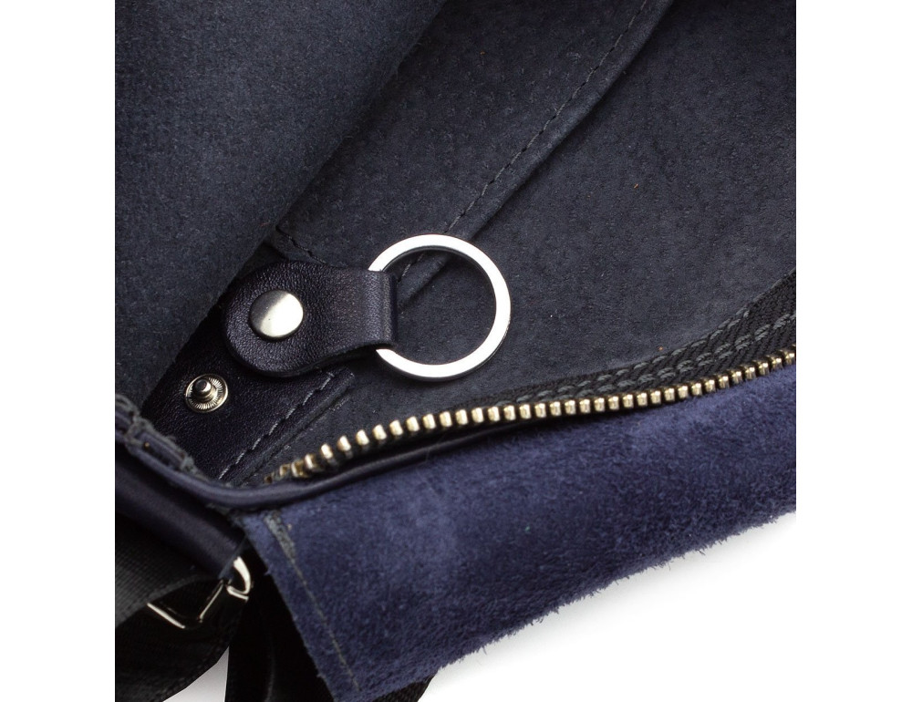 Стильна сумка середнього розміру Grande Pelle 754670 Navy Blue - Фотографія № 8