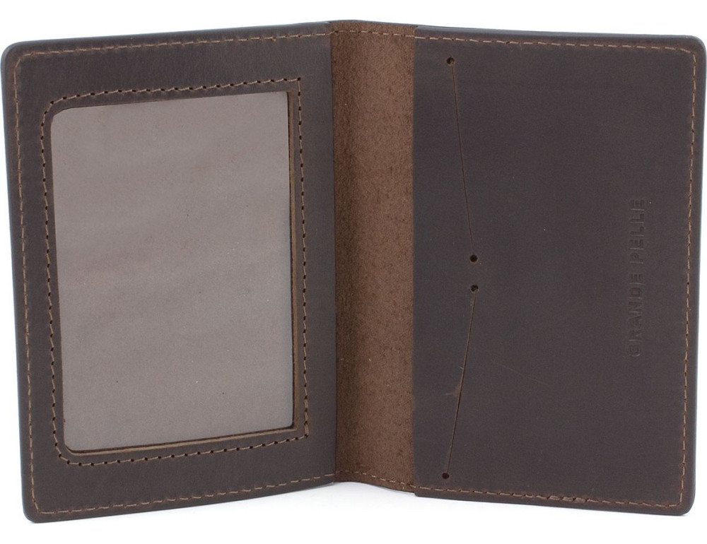 Темно-коричнева обкладинка для військового квитка Grande Pelle 257120 Герб ЗСУ - Фотографія № 2