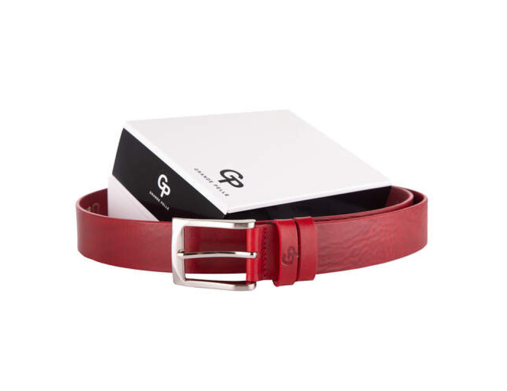 Красный женский кожаный ремень 35 мм Grande Pelle Labbro - 360011200 - Фото № 3