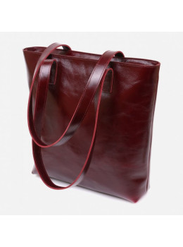 Кожаная сумка шоппер бордового цвета Shvigel 16368