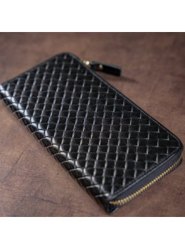 Кожаный кошелёк-клатч чёрного цвета Vintage 14460