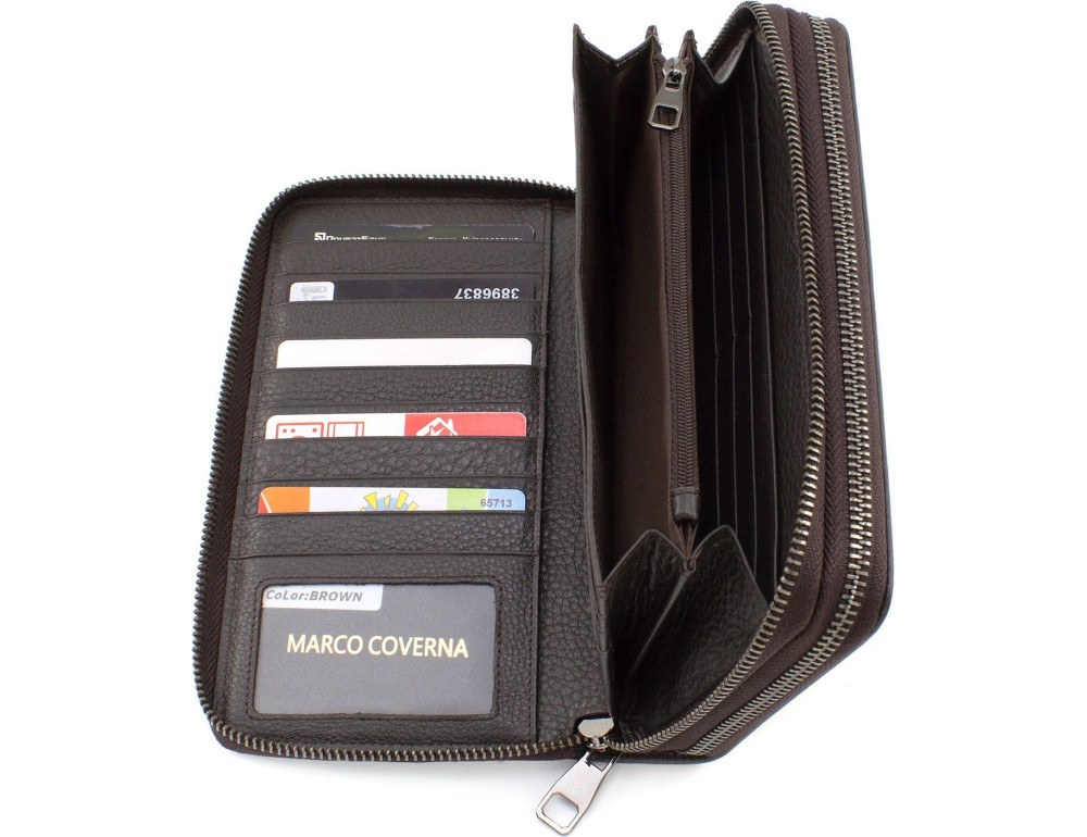 Коричневий шкіряний клатч із двома відділеннями Marco Coverna 5902C/Q - Фотографія № 7