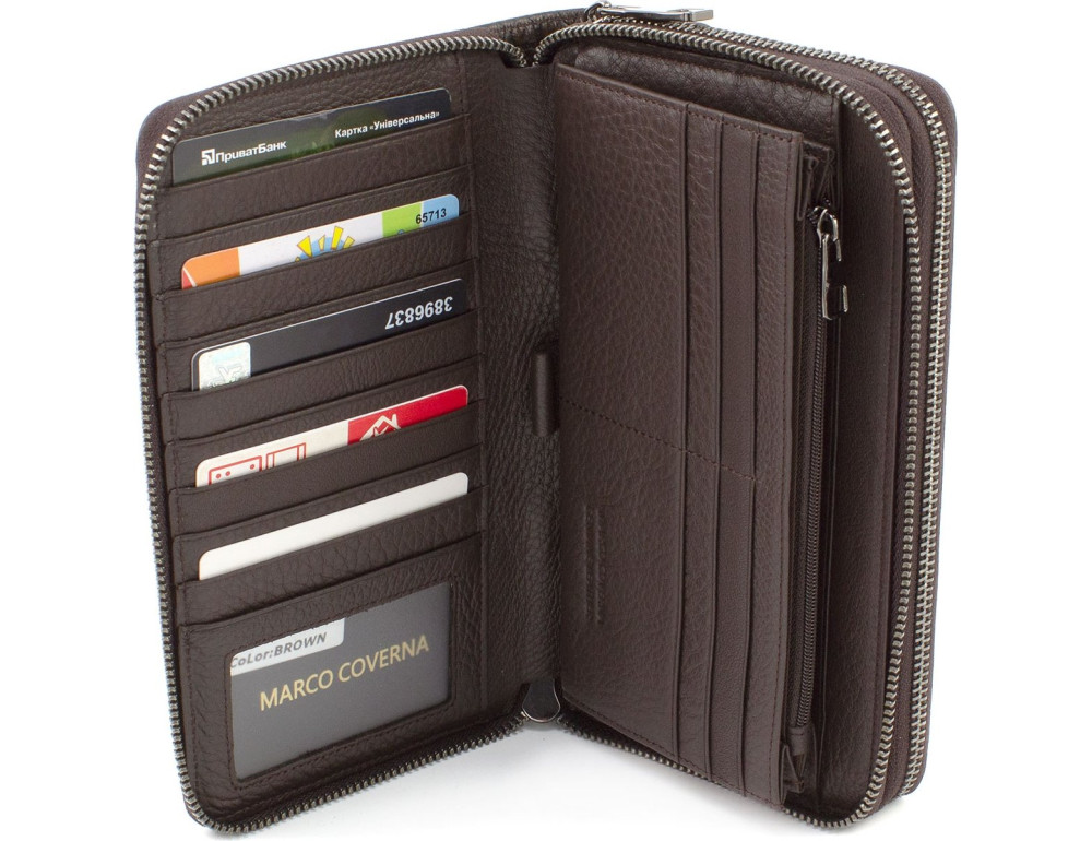 Коричневий чоловічий клатч зі шкіри під рептилію Marco Coverna 086-5902C Brown - Фотографія № 2