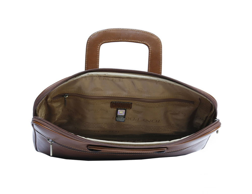 Шкіряна папка з ручками що ховаються TONY PEROTTI Italico 8090 cognac - Фотографія № 5