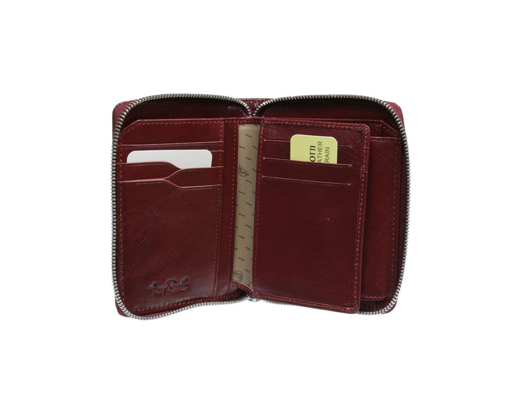 Кожаный кошелёк на молнии среднего размера Tony Perotti Nevada 3767 rosso - Фото № 3