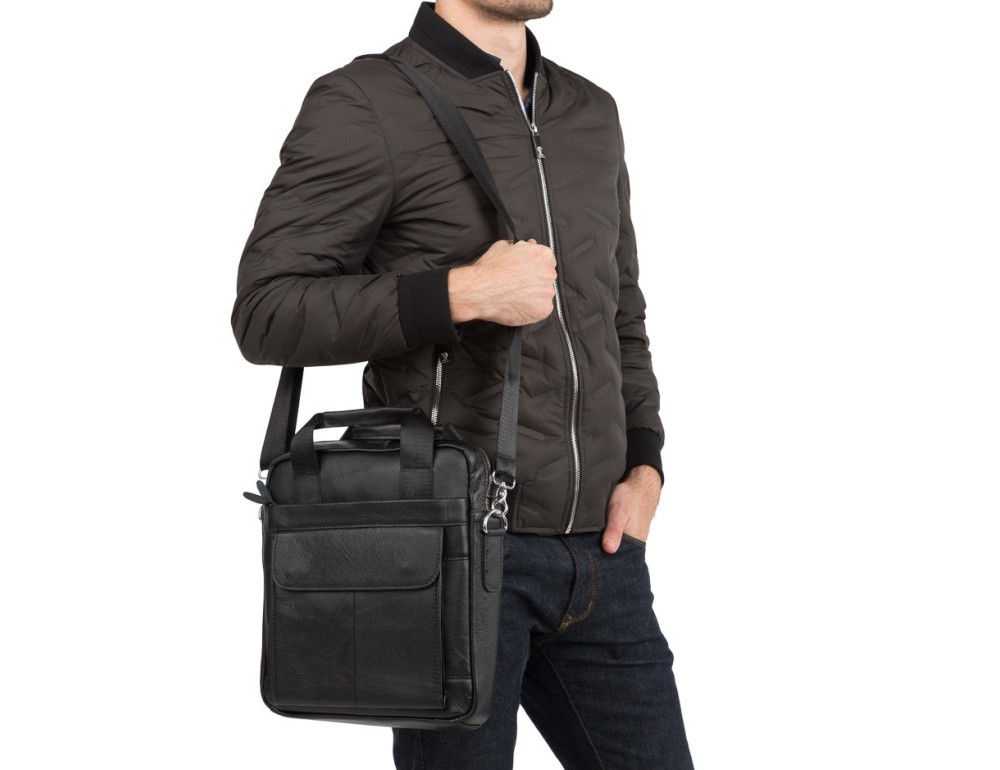 Чоловіча барсетка зі шкіри TIDING BAG M38-8861A чорна - Фотографія № 2