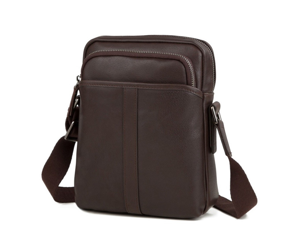 Шкіряна сумка через плече TIDING BAG M47-21109-1C коричнева - Фотографія № 1