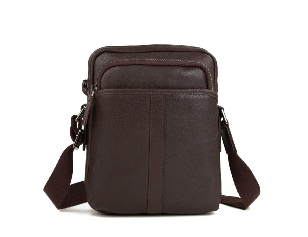 Шкіряна сумка через плече TIDING BAG M47-21109-1C коричнева - Фотографія № 5
