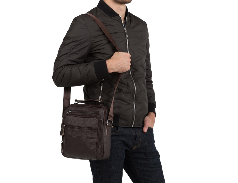 Мужская барсетка из кожи TIDING BAG M38-5112C коричневый - Фото № 2
