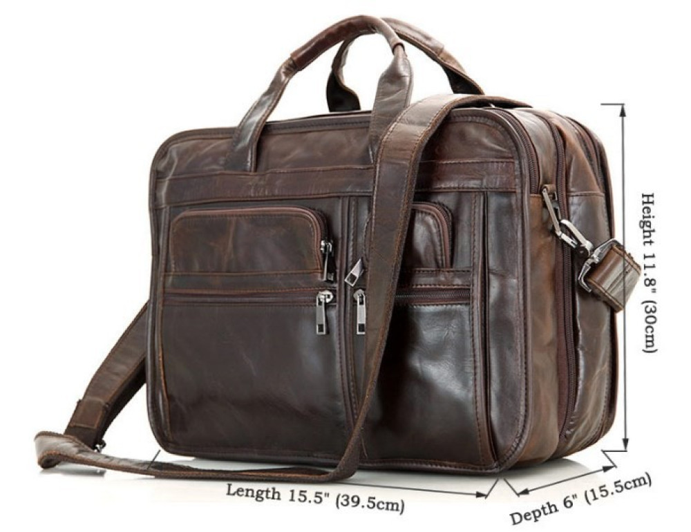 Шкіряна сумка  TIDING BAG 7093C темно-коричнева - Фотографія № 12
