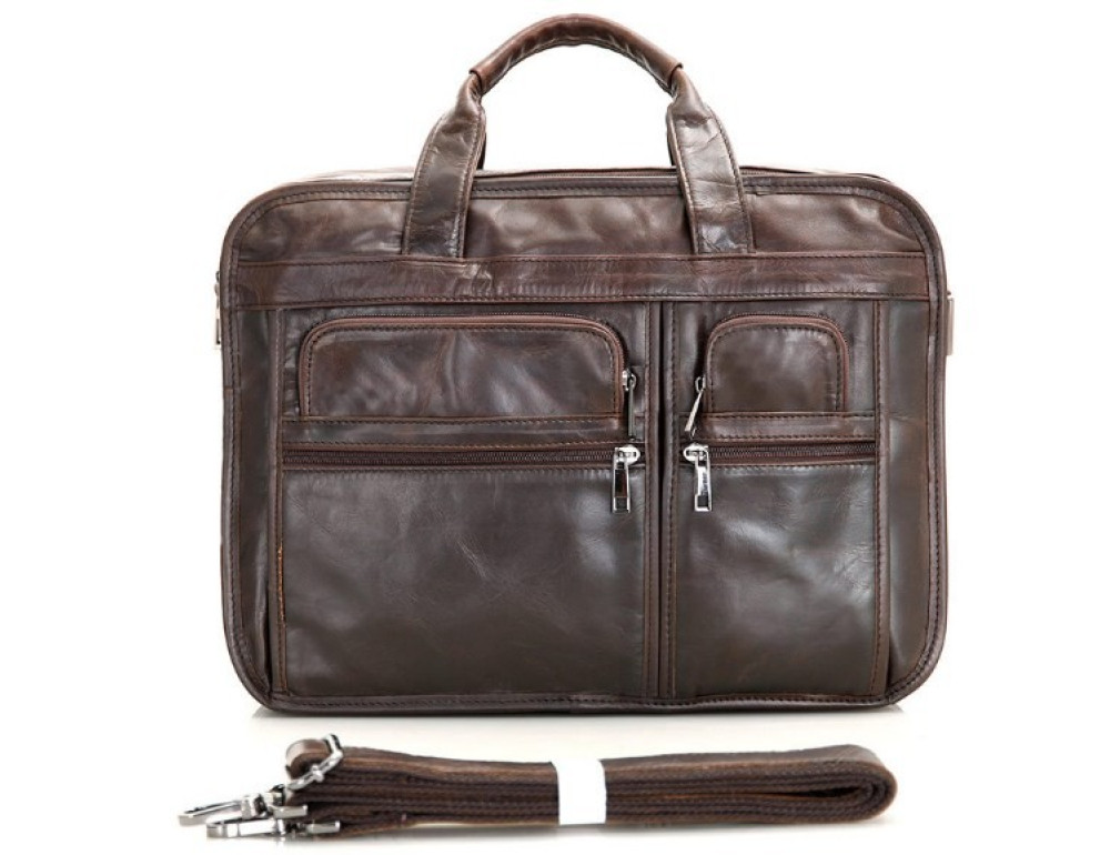Шкіряна сумка  TIDING BAG 7093C темно-коричнева - Фотографія № 8