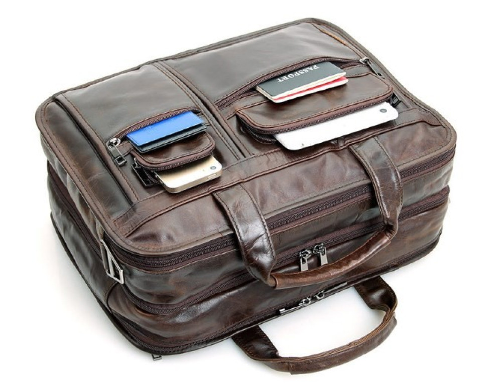 Шкіряна сумка  TIDING BAG 7093C темно-коричнева - Фотографія № 6