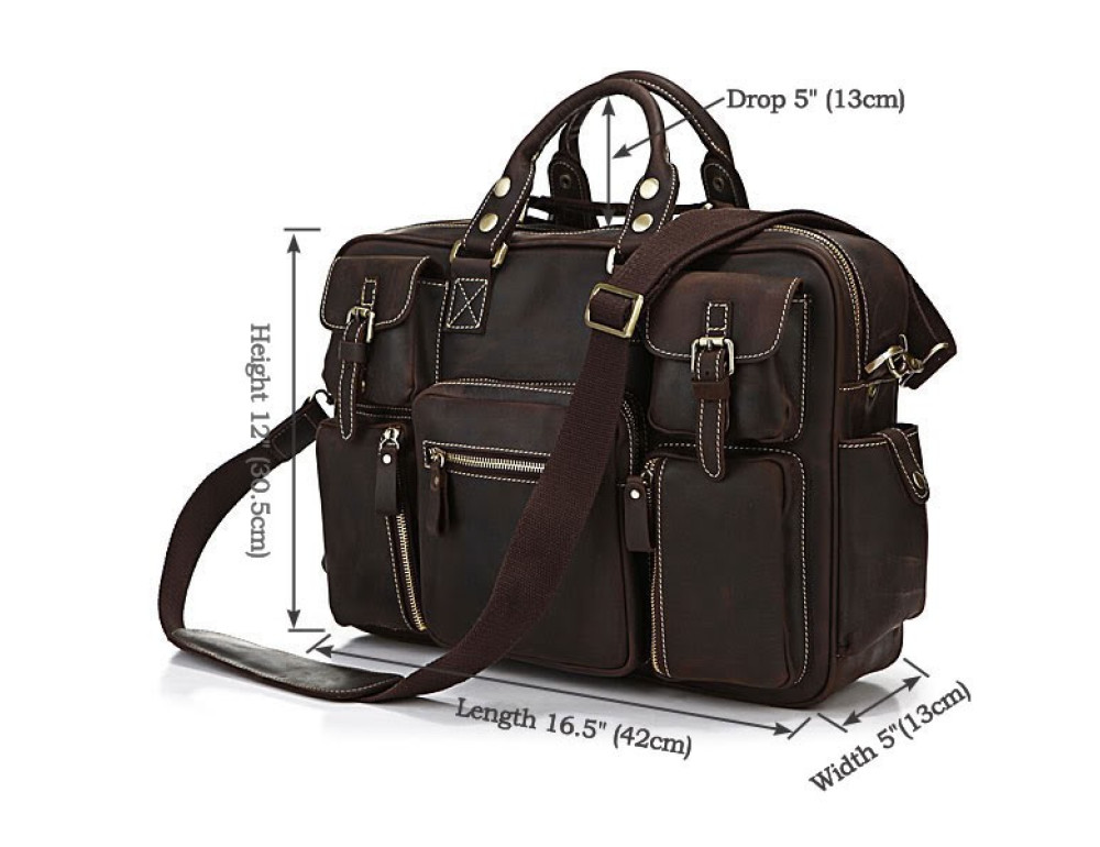 Чоловічий шкіряний портфель Jasper Maine JD7028R темно-коричневий - Фотографія № 3