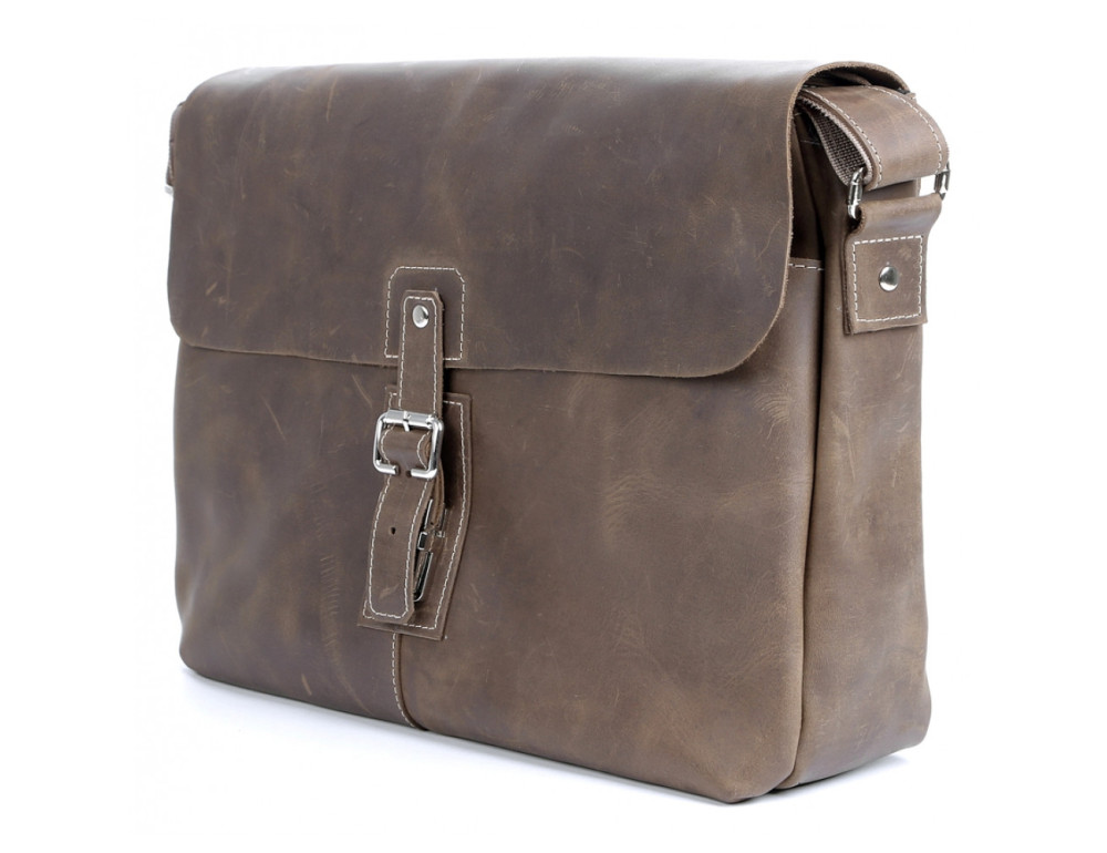 Горизонтальная мужская сумка из винтажной лошадиной кожи SHVIGEL 00980 - Фото № 3
