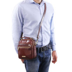 Коричневая маленькая мужская сумочка через плечо Tuscany Leather TL141916 Brown - Фото № 107