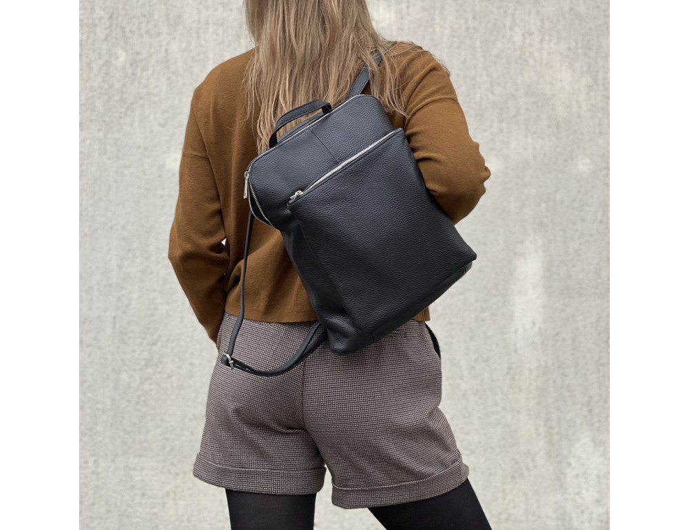 Женская кожаная сумка-рюкзак Tony Perotti Borsa CA04C-21BK nero - Фото № 2