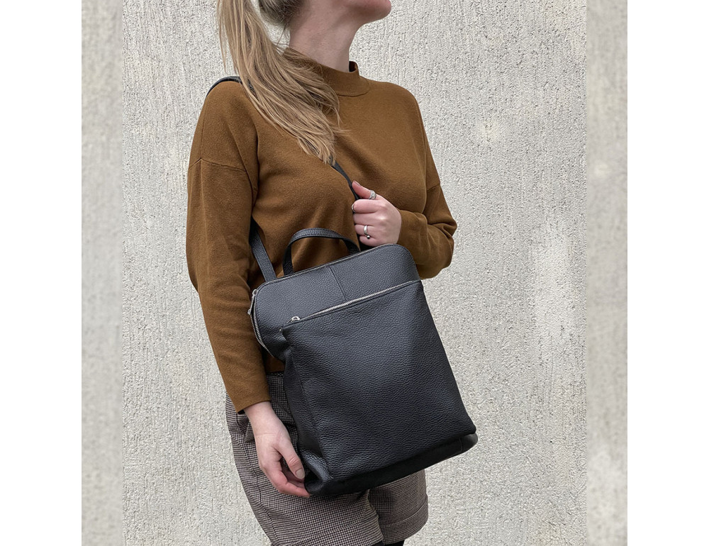 Женская кожаная сумка-рюкзак Tony Perotti Borsa CA04C-21BK nero - Фото № 3