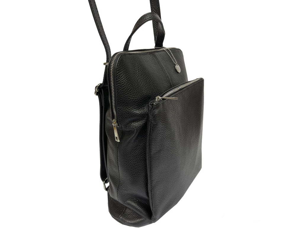 Женская кожаная сумка-рюкзак Tony Perotti Borsa CA04C-21BK nero - Фото № 7