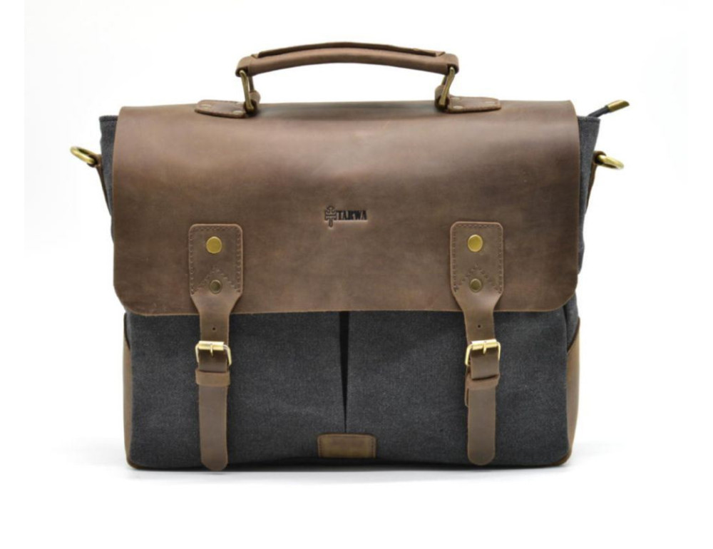 Чоловічий портфель із комбенованої шкіри та тканини TARWA RCG-3960-4lx - Фотографія № 3