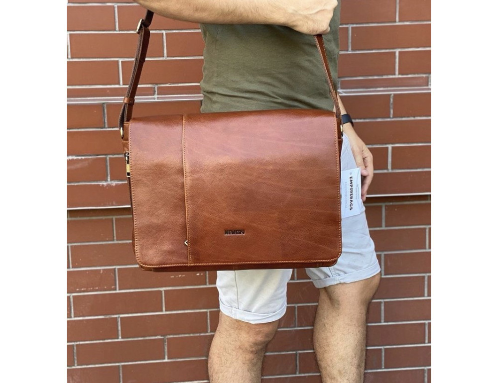 Руда шкіряна сумка месенджер на 15.6 "Newery N8128GCR - Фотографія № 2