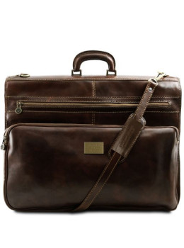 Большой кожаный дорожный портплед PAPEETE Tuscany Leather TL3056 Dark Brown