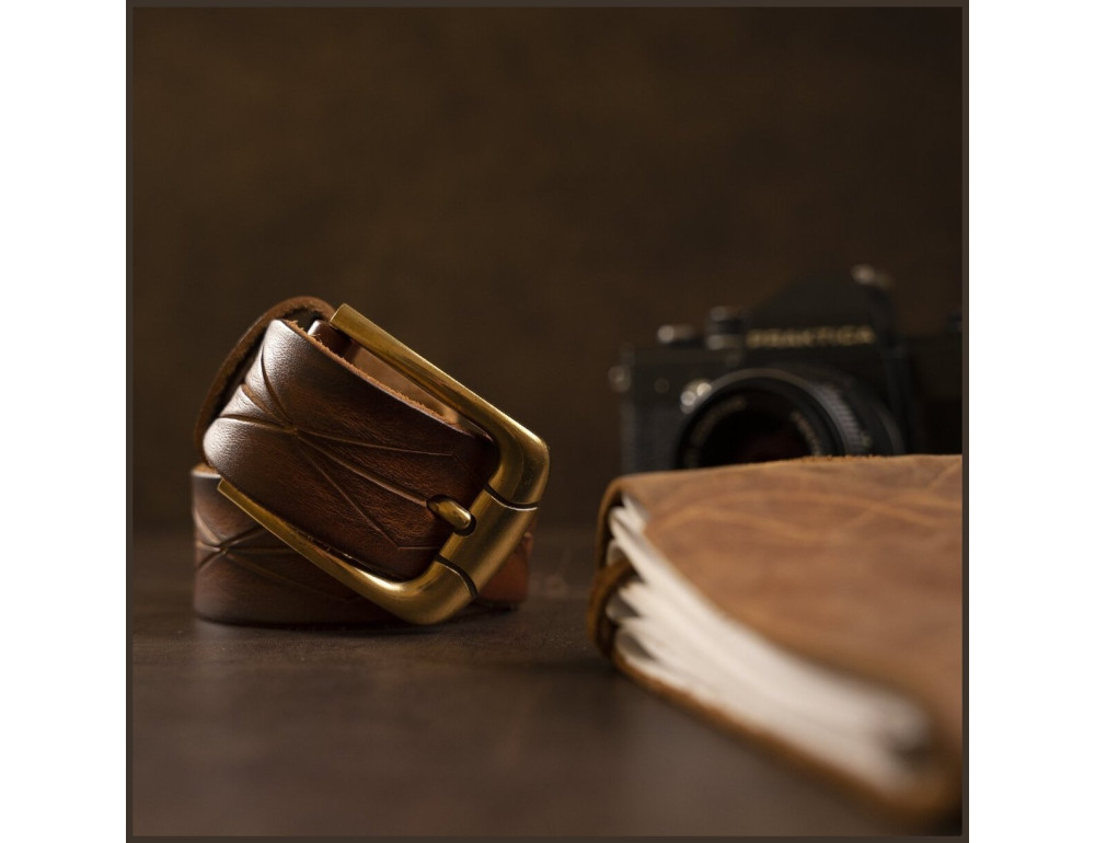 Рудий чоловічий шкіряний пояс Vintage 20070 - Фотографія № 4