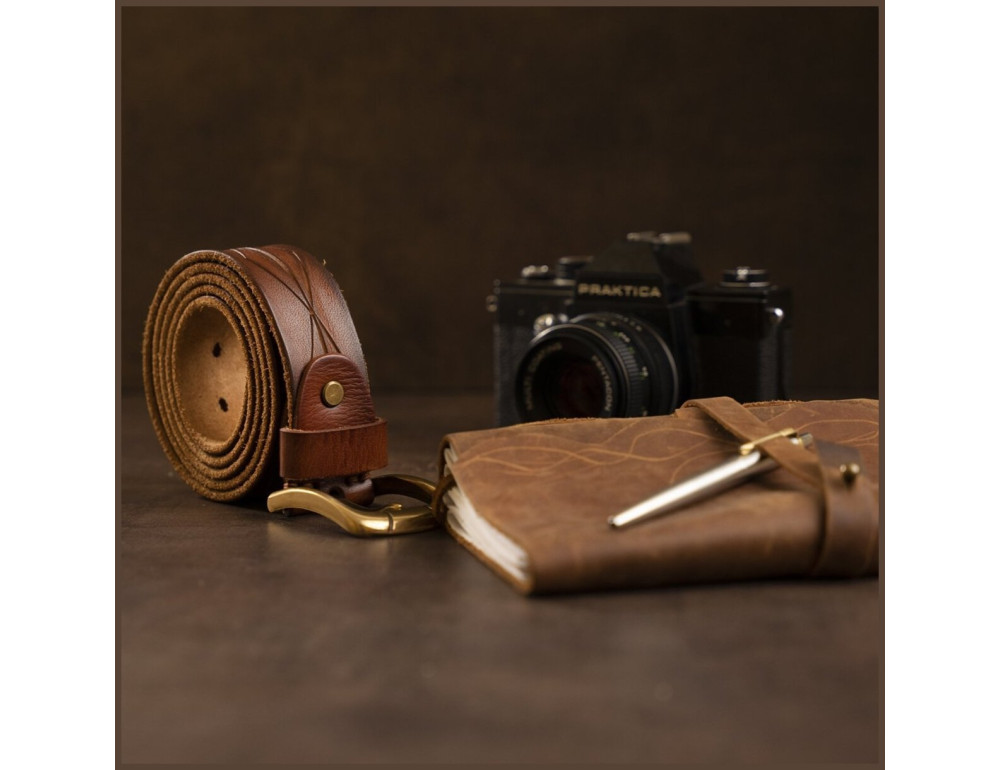 Рудий чоловічий шкіряний пояс Vintage 20070 - Фотографія № 5