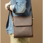 Мужская кожаная сумка на плечо TIDING BAG 7055DB коричневая - Фото № 101