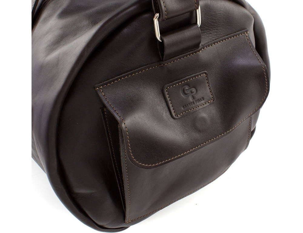 Темно-коричневая дорожная сумка из гладкой кожи Grande Pelle 760620 - Фото № 6