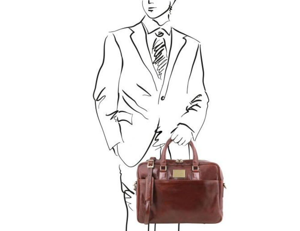 Коричнева шкіряна сумка для ноутбука URBINO Tuscany Leather TL141241 Brown - Фотографія № 2