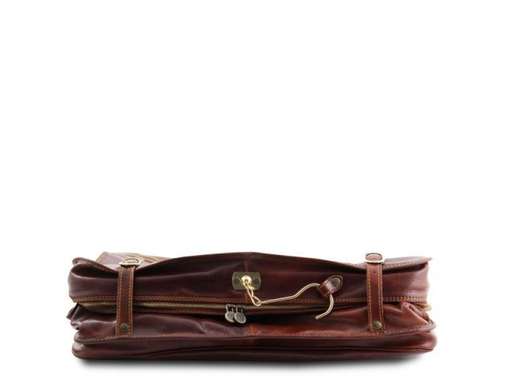 Шкіряний дорожній портплед коричневого кольору PAPEETE Tuscany Leather TL3056 Brown - Фотографія № 4