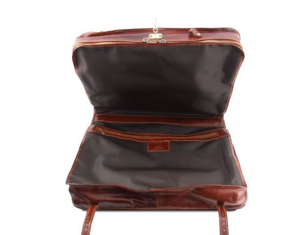 Шкіряний дорожній портплед коричневого кольору PAPEETE Tuscany Leather TL3056 Brown - Фотографія № 6