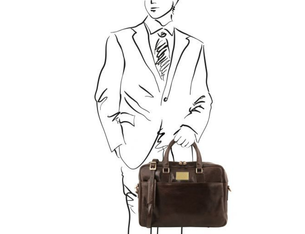 Темно-коричнева сумка під ноутбук URBINO Tuscany Leather TL141241 Dark Brown - Фотографія № 2