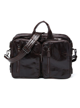 Тёмно-коричневая кожаная сумка-рюкзак JASPER-MAINE JD7014 dark coffee