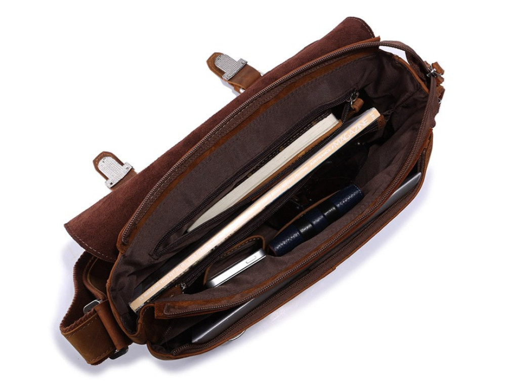 Чоловіча шкіряна сумка-месенджер TIDING BAG 6002B-1 коричнева - Фотографія № 4