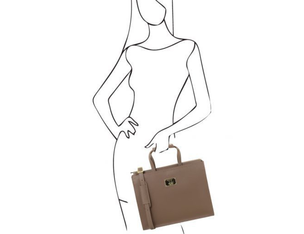 Шкіряний жіночий портфель Tuscany Leather Palermo tl141369 Gray - Фотографія № 2