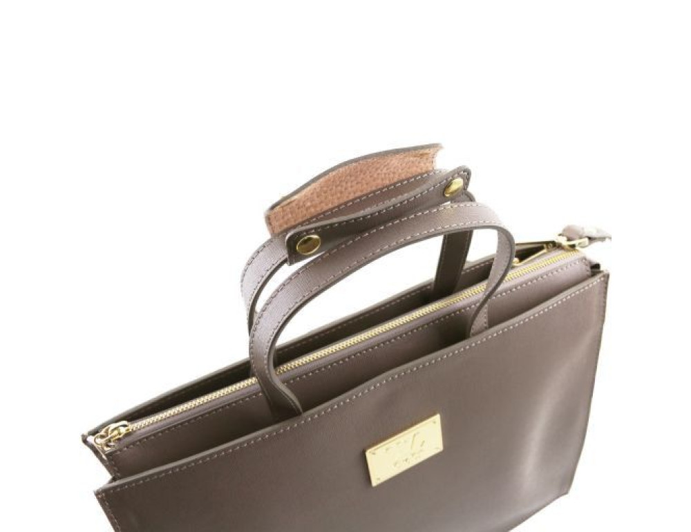 Шкіряний жіночий портфель Tuscany Leather Palermo tl141369 Gray - Фотографія № 6