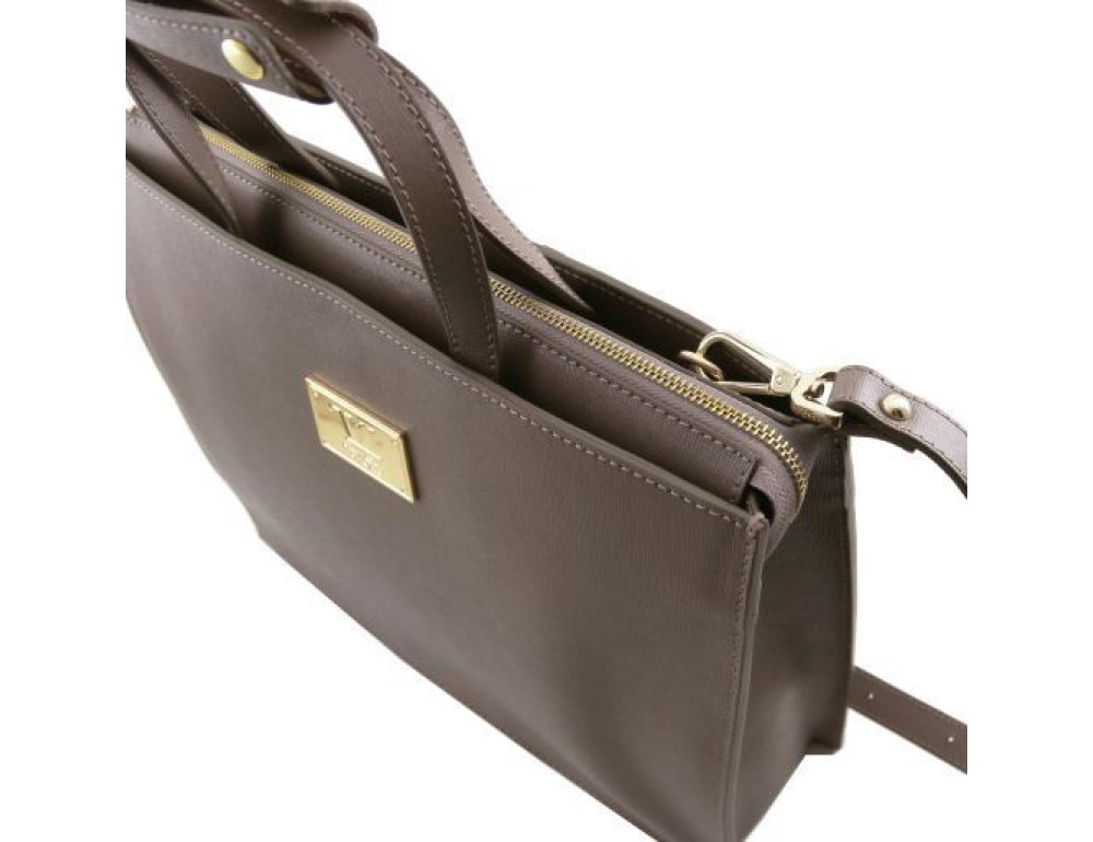 Шкіряний жіночий портфель Tuscany Leather Palermo tl141369 Gray - Фотографія № 7