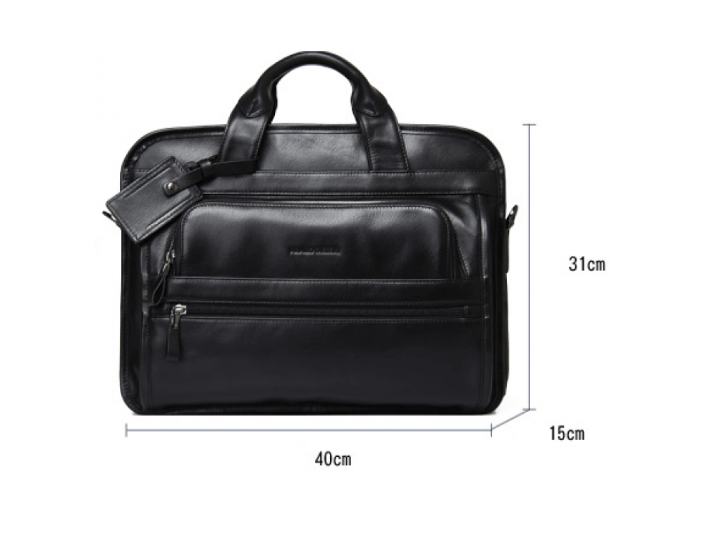 Кожаная сумка Tiding Bag B3-2020A чёрная - Фото № 6