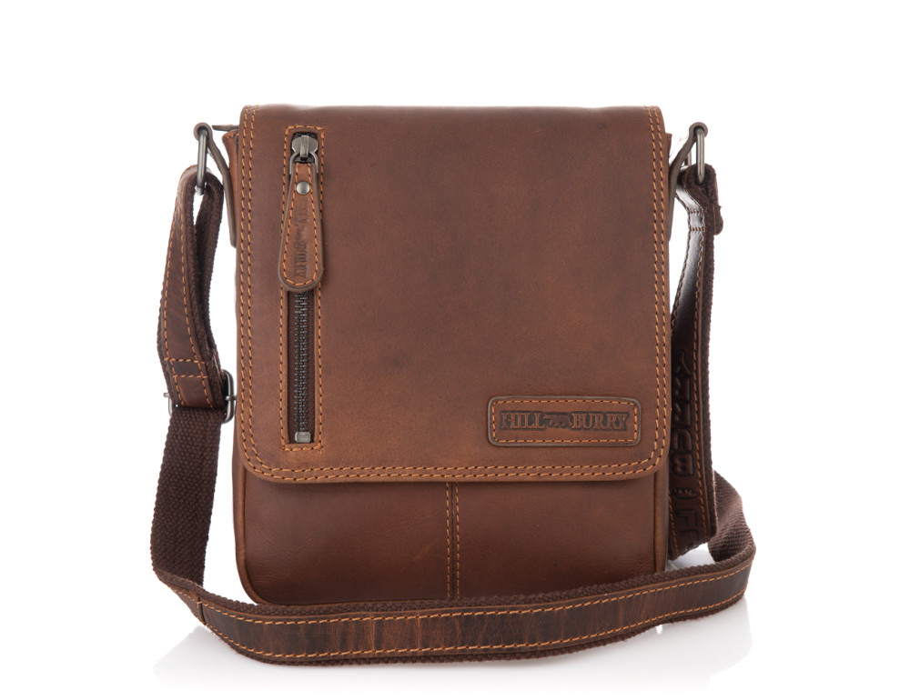 Коричнева шкіряна сумка через плече HILL BURRY - VC10041HB Brown - Фотографія № 4