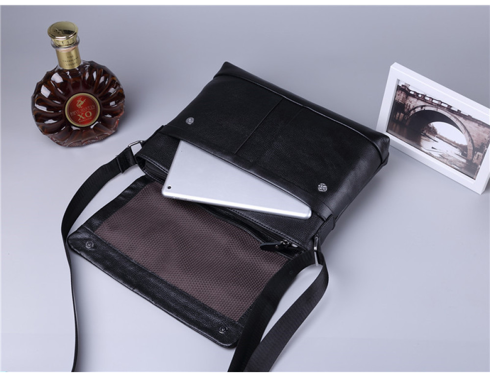 Чорна горизонтальна сумка формату а-4 Tiding Bag 2121A - Фотографія № 4