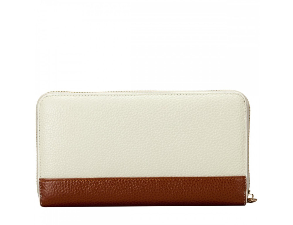 Кремовий шкіряний гаманець на блискавки Smith & Canova 26800 CREAM-TAN - Фотографія № 3